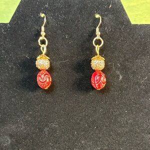 Red and Gold Dangle Earrings